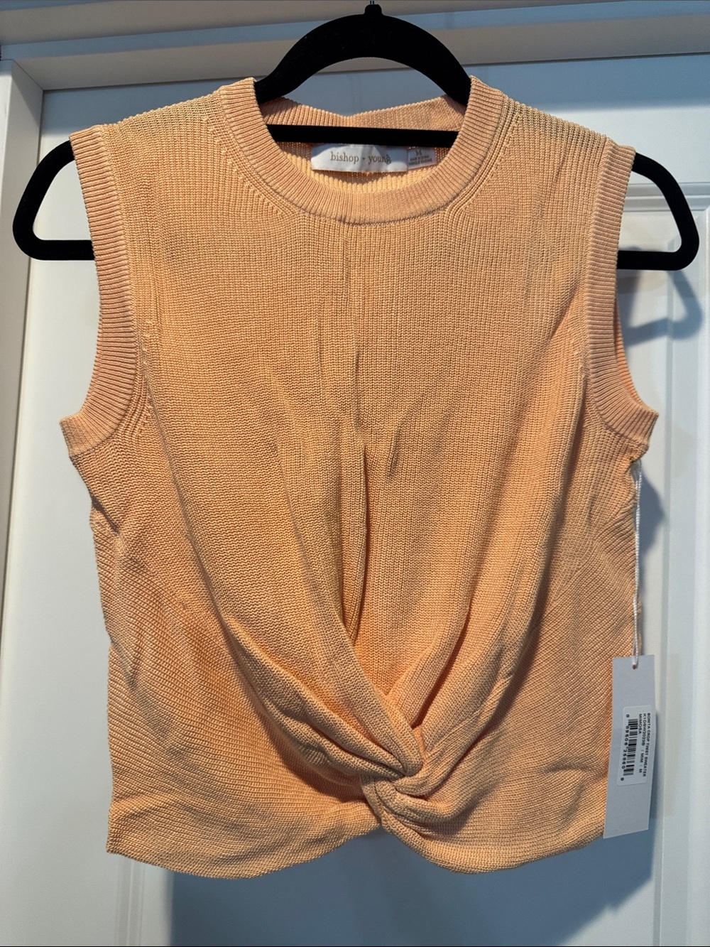 bishop + young Peach Knit Twist-Front Sleeveless Top
